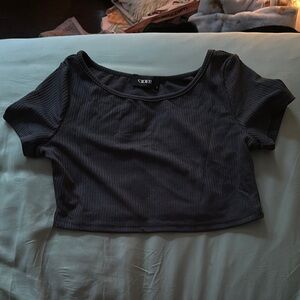 Cider Black Ribbed Crop Top